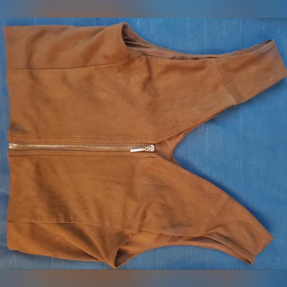 Brown Faux Suede Crop Top from Dynamite - Picture 3 of 7